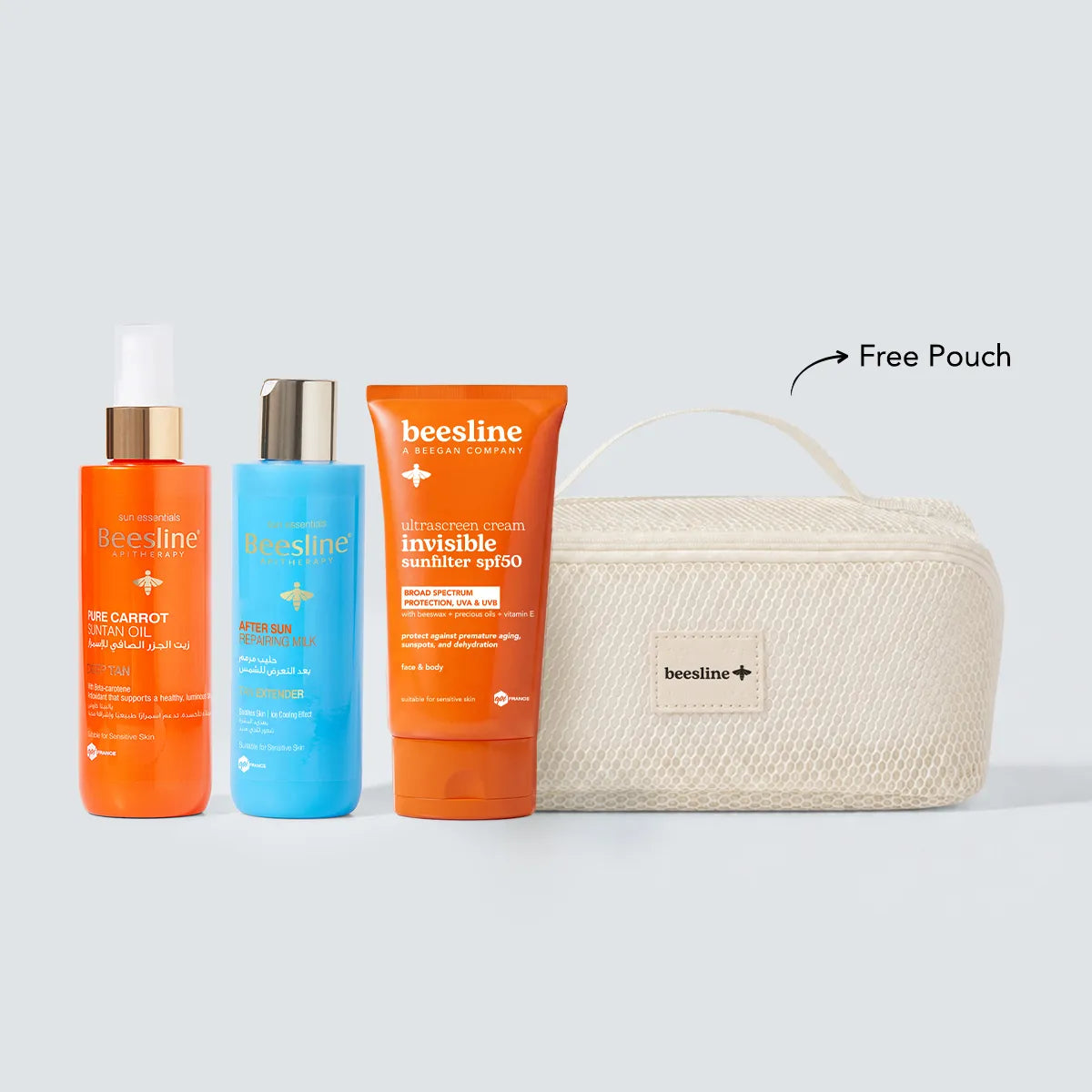 After Sun Milk + Ultrascreen Invisible SPF50 + Carrot Suntan Oil + FREE Pouch