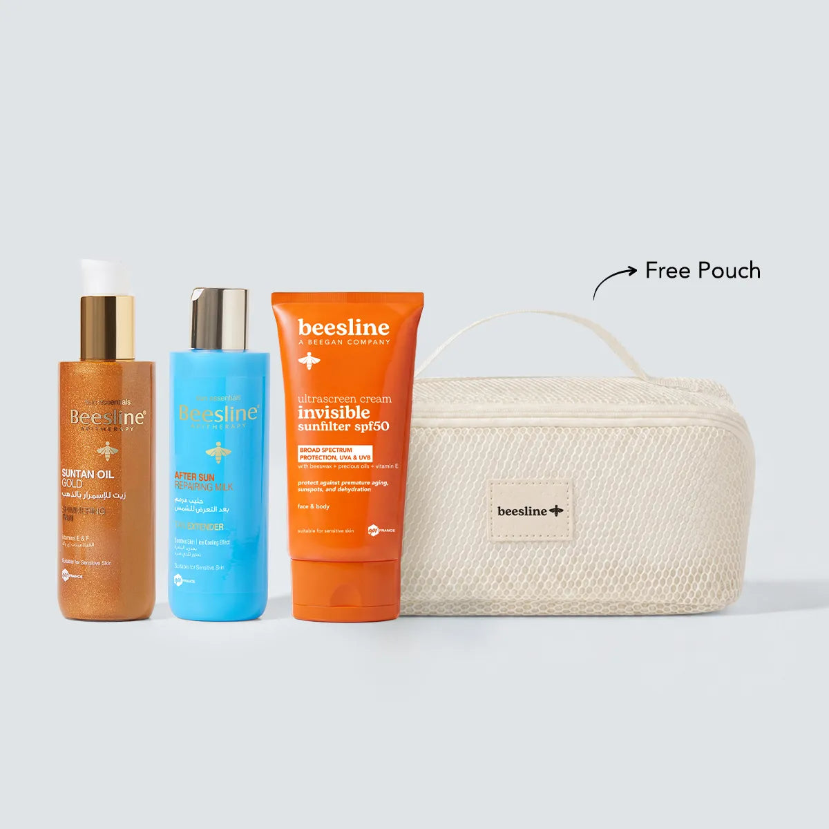 After Sun Milk + Ultrascreen Invisible SPF50 + Suntan Oil Gold + FREE Pouch