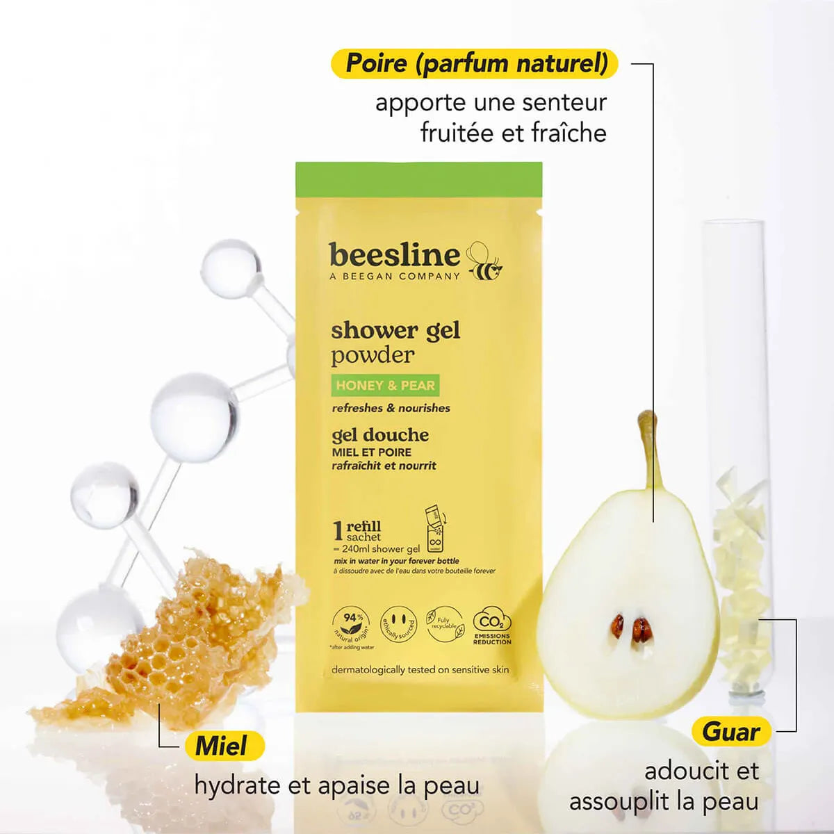 Powder Shower Gel – Honey & Pear – Refill